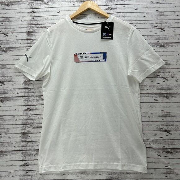 Puma BMW Motorsport T Shirt Men's Medium White Graphic Tee NEW - Picture 1 of 9